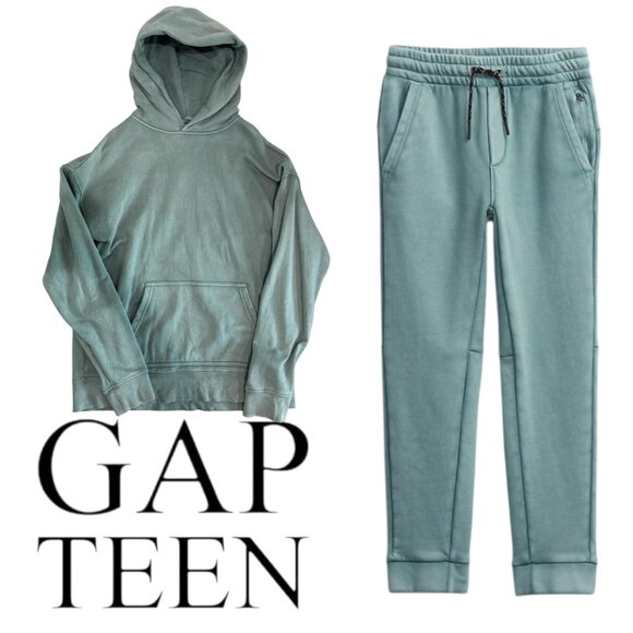 GAP Teen Pullover Hoodie and Pull-On Sweatpants Size L (10) Color District Green - Picture 1 of 8